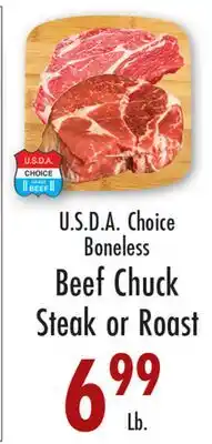 Garden Fresh Market U.S.D.A Choice Boneless Beef Chuck Steak or Roast offer