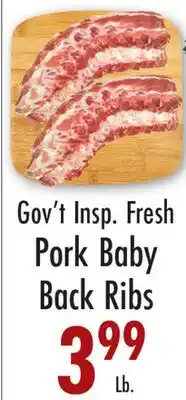Garden Fresh Market Gov't Insp. Fresh Pork Baby Back Ribs offer