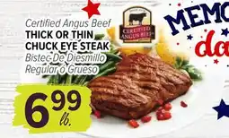 Cermak Fresh Market Certified Angus Beef THICK OR THIN CHUCK EYE STEAK offer