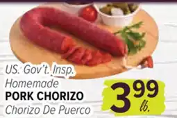 Cermak Fresh Market US. Gov't. Insp. Homemade PORK CHORIZO offer