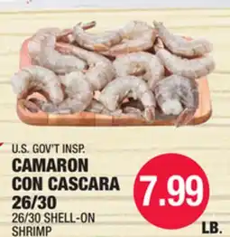 Carnicerias Jimenez U.S. GOV'T INSP. CAMARON CON CASCARA 26/30 offer
