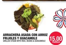 Carnicerias Jimenez ARRACHERA ASADA CON ARROZ FRIJOLES Y GUACAMOLE offer