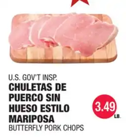Carnicerias Jimenez U.S. GOV'T INSP. CHULETAS DE PUERCO SIN HUESO ESTILO MARIPOSA offer