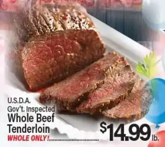 Angelo Caputo's Fresh Market U.S.D.A. Gov't. Inspected Whole Beef Tenderloin offer