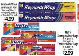 Angelo Caputo's Fresh Market Reynolds Wrap Aluminum Foil, Hefty Freezer Slider Quart, Hefty Storage Slider Bags offer