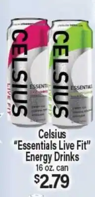 Angelo Caputo's Fresh Market Celsius Essentials Live Fit Energy Drinks offer