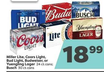 Weis Markets Miller Lite, Coors Light, Bud Light, Budweiser Or Yuengling Lager Or Busch offer