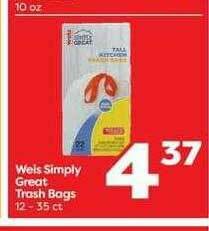 Weis Markets Weis Simply Great Trash Bags offer