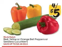 Winn Dixie Red, Yellow or Orange Bell Peppers or Seedless Cucumbers offer