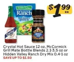 Winn Dixie Crystal Hot Sauce, McCormick Grill Mate, Hidden Valley Ranch offer