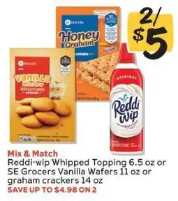 Winn Dixie Reddi-wip Whipped Topping or SE Grocers Vanilla Wafers or Graham Crackers offer