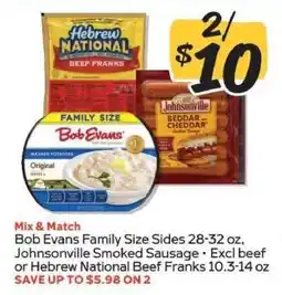 Winn Dixie Bob Evans Family Size Sides, Johnsonville Smoked Sausage, Hebrew National Beef Franks offer