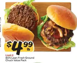 Winn Dixie 80% Lean Fresh Ground Chuck Value Pack offer