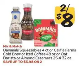 Winn Dixie Danimals Squeezables or Califia Farms offer