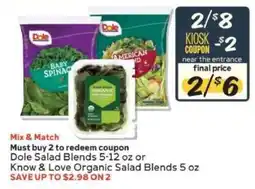 Winn Dixie Dole Salad Blends or Know & Love Organic Salad Blends offer