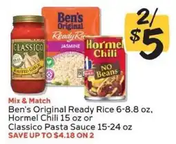 Winn Dixie Ben's Original Ready Rice, Hormel Chili, Classico Pasta Sauce offer