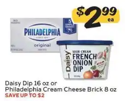 Winn Dixie Daisy Dip 16 oz or Philadelphia Cream Cheese Brick 8 oz offer