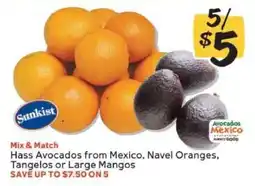 Winn Dixie Hass Avocados from Mexico, Navel Oranges, Tangelos or Large Mangos offer