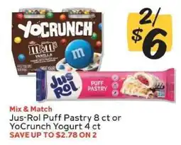 Winn Dixie Jus-Rol Puff Pastry 8 ct or YoCrunch Yogurt 4 ct offer