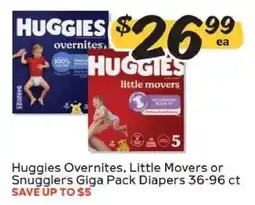 Winn Dixie Huggies Overnites, Little Movers or Snugglers Giga Pack Diapers offer