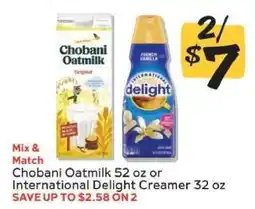 Winn Dixie Chobani Oatmilk or International Delight Creamer offer