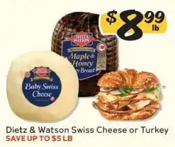 Winn Dixie Dietz & Watson Swiss Cheese or Turkey offer