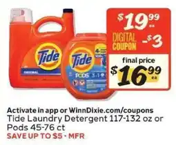Winn Dixie Tide Laundry Detergent offer