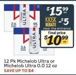 Winn Dixie Michelob Ultra or Michelob Ultra 0.0 12 oz offer
