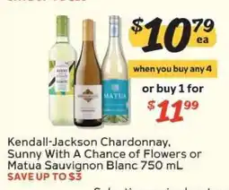 Winn Dixie Kendall-Jackson Chardonnay, Sunny With A Chance of Flowers or Matua Sauvignon Blanc offer