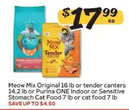 Winn Dixie Meow Mix Original or Purina ONE Cat Food offer