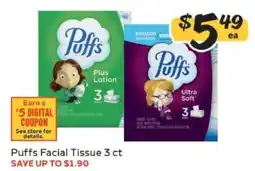 Winn Dixie Puffs Facial Tissue 3 ct offer