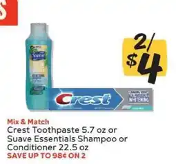 Winn Dixie Crest Toothpaste or Suave Essentials Shampoo/Conditioner offer