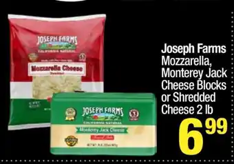 Super King Markets Joseph Farms Mozzarella, Monterey Jack Cheese Blocks or Shredded Cheese 2 lb offer