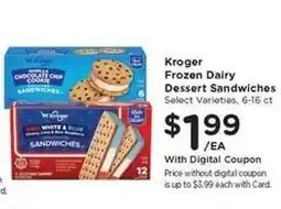 Kroger Kroger Frozen Dairy Dessert Sandwiches offer