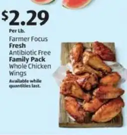 Aldi Farmer Focus Fresh Antibiotic Free Family Pack Whole Chicken Wings offer