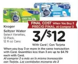 Kroger Kroger Seltzer Water offer