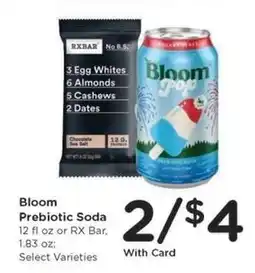 Kroger Bloom Prebiotic Soda or RX Bar offer