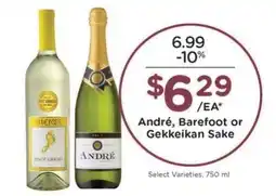 Kroger André, Barefoot or Gekkeikan Sake offer