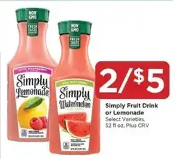 Food 4 Less Simply Fruit Drink or Lemonade offer