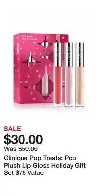 Nordstrom Clinique Pop Treats: Pop Plush Lip Gloss Holiday Gift Set $75 Value offer
