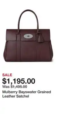 Nordstrom Mulberry Bayswater Grained Leather Satchel offer