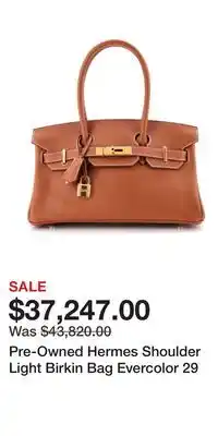 Nordstrom Pre-Owned Hermes Shoulder Light Birkin Bag Evercolor 29 offer