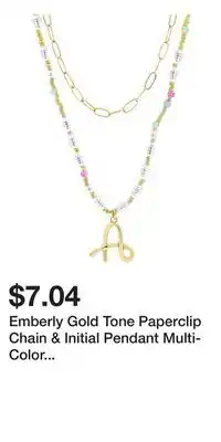 Kohl's Emberly Gold Tone Paperclip Chain & Initial Pendant Multi-Color Beaded Necklace Set offer