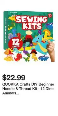 Kohl's QUOKKA Crafts DIY Beginner Needle & Thread Kit - 12 Dino Animals Sewing Kit for Kids 7-10 Years offer