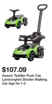 Kohl's Aosom Toddler Push Car, Lamborghini Stroller Walking Car Age for 1-3 offer
