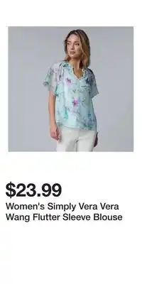 Kohl's Women's Simply Vera Vera Wang Flutter Sleeve Blouse offer