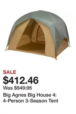 Dick's Sporting Goods Big Agnes Big House 4: 4-Person 3-Season Tent offer