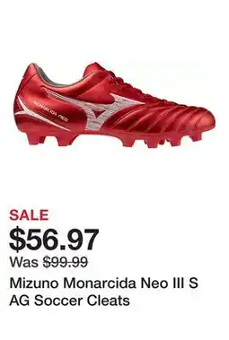 Dick's Sporting Goods Mizuno Monarcida Neo III S AG Soccer Cleats offer