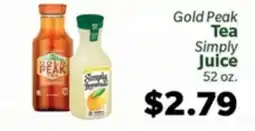 Living Fresh Market Gold Peak Tea Simply Juice offer