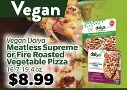 Living Fresh Market Vegan Daiya Meatless Supreme or Fire Roasted Vegetable Pizza offer